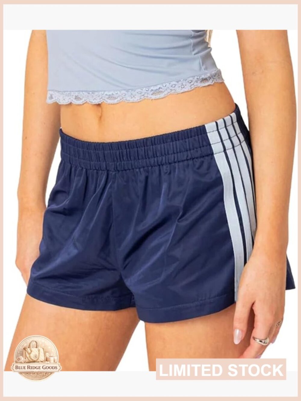 Vintage Striped Track Shorts Elastic Waist Loose Athletic Workout Shorts with